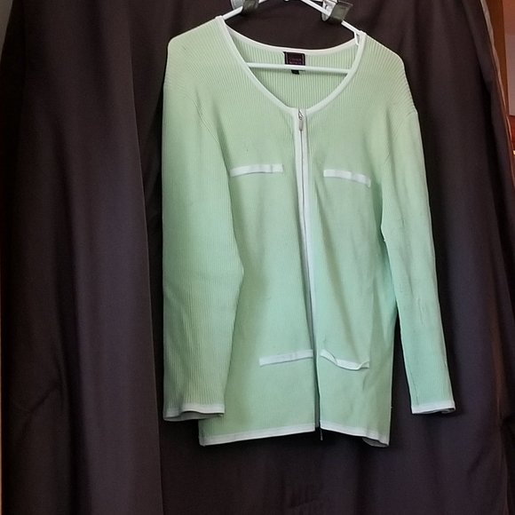 Colour Works Sweaters - COPY - Spring Green Zippered Twinset